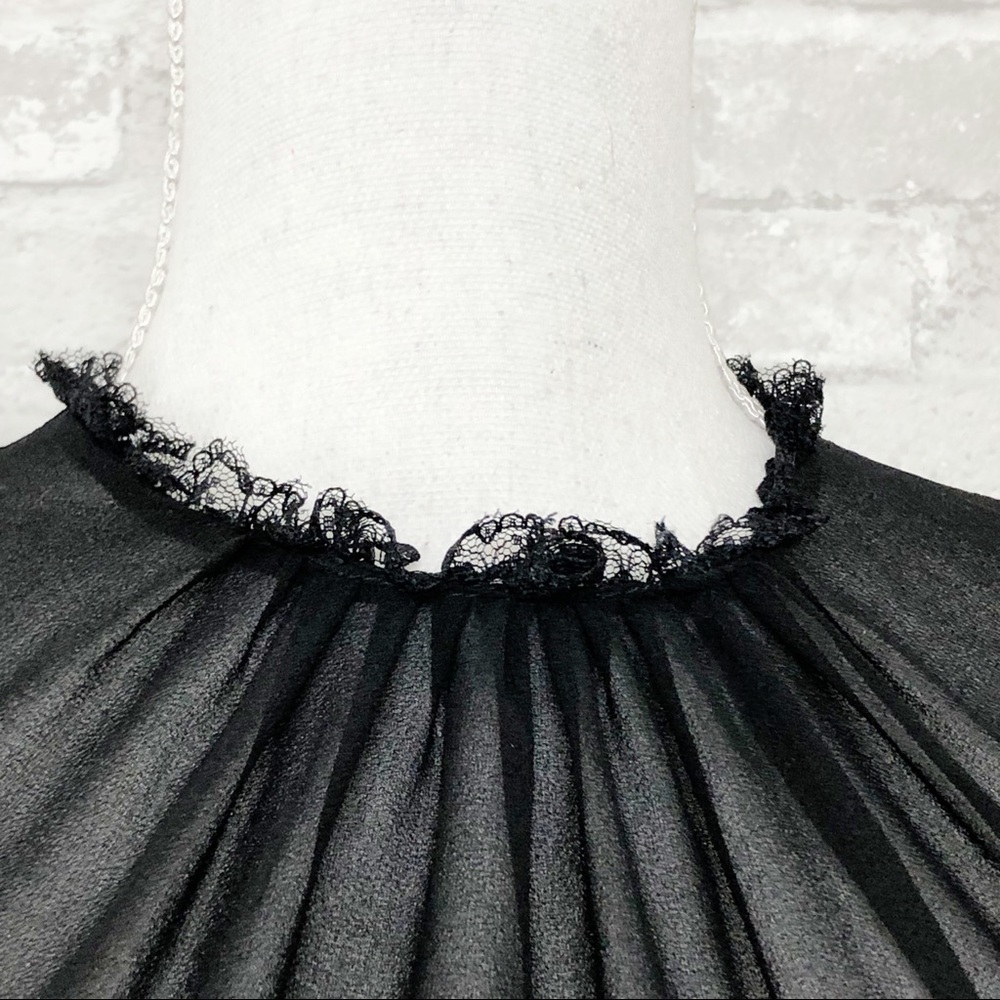 NWOT GENERATION LOVE Black Chiffon Ruffle Long Sleeve Semi Sheer Mini Dress Sm - Picture 7 of 16
